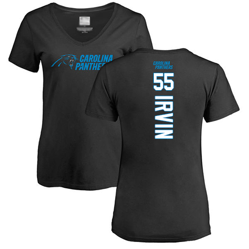 Carolina Panthers Black Women Bruce Irvin Backer NFL Football #55 T Shirt